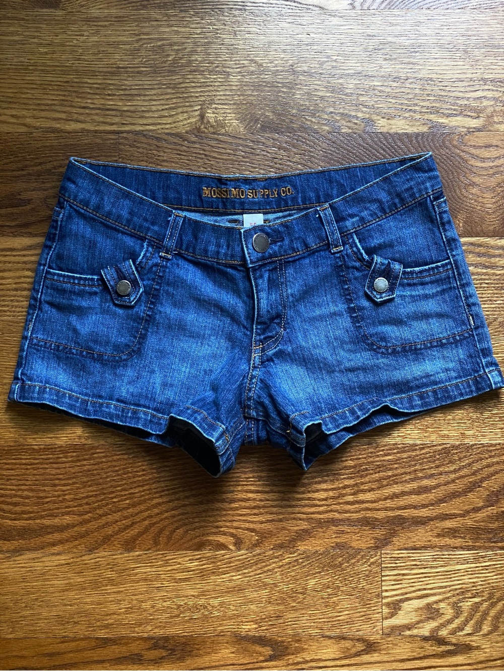 Mossimo Supply Co. Dark Blue Denim Low-Rise Jean Shorts